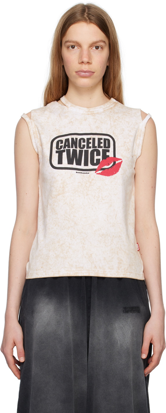 BARRAGÁN Beige 'Canceled Twice' Tank Top