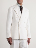Ralph Lauren Purple label - Double-Breasted Herringbone Linen Suit Jacket - White