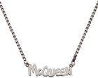 Alexander McQueen Silver Graffiti Cut-Out Necklace