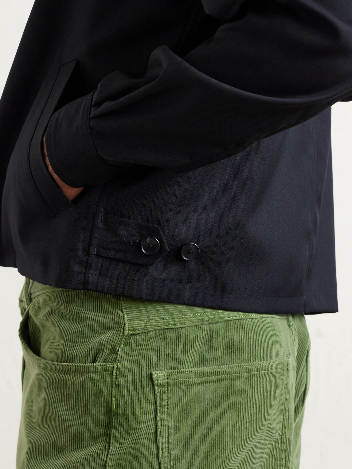 Auralee - Herringbone Wool Blouson - Black