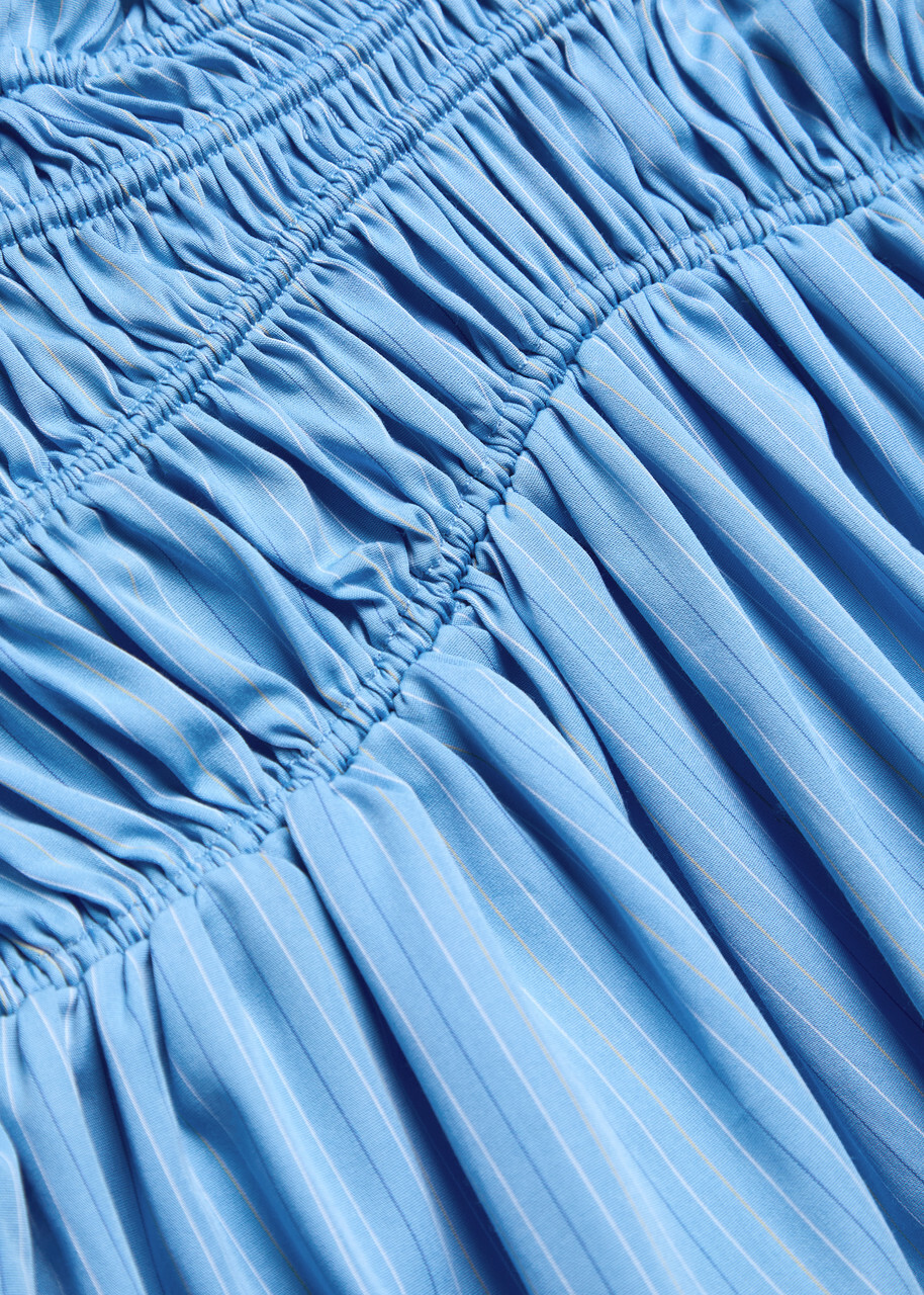 Faithfull The Brand Presa Pinstriped Cotton Maxi Dress Blue