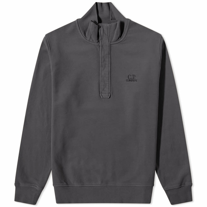 Photo: C.P. Company Men's Garment Dyed Quarter Button Sweat in Raven