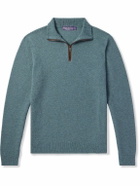 Ralph Lauren Purple label - Suede-Trimmed Cashmere Half-Zip Sweater - Blue