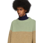 Jil Sander Plus Green and Beige Mohair Crewneck Sweater