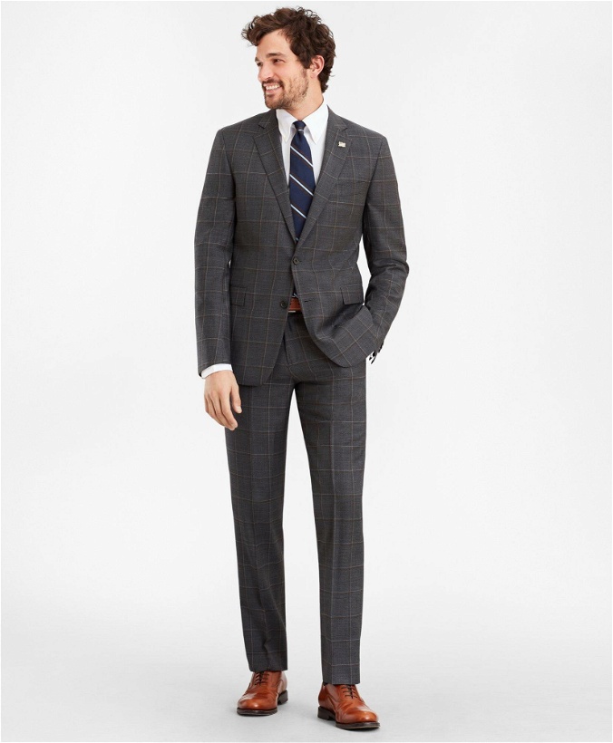 Photo: Brooks Brothers Men's Regent Fit Multi-Plaid 1818 Suit | Dark Grey