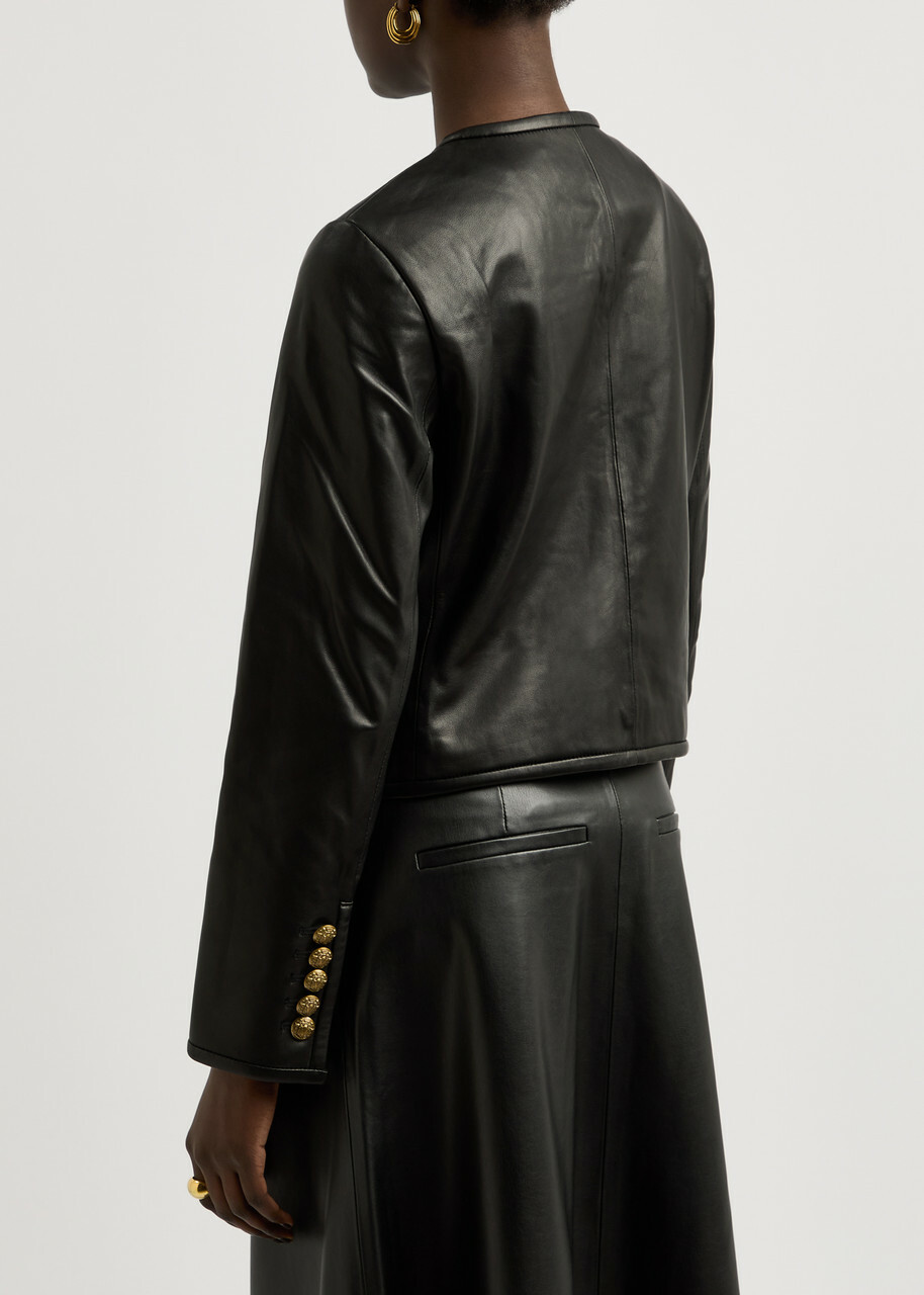 Veronica Beard Andrea Leather Jacket Black