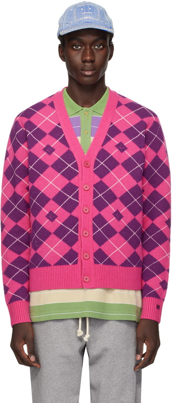 Photo: Acne Studios Pink & Purple Argyle Cardigan