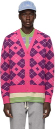 Acne Studios Pink & Purple Argyle Cardigan