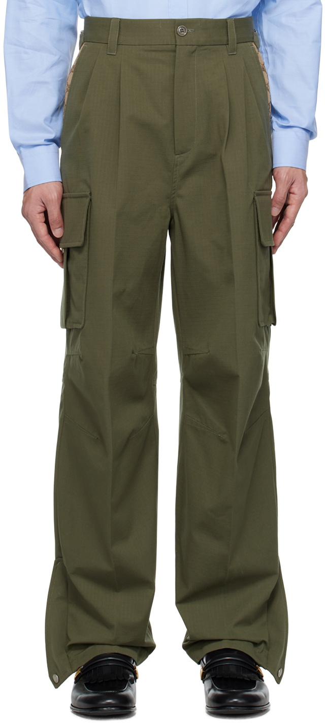 Green GG-jacquard cotton-ripstop cargo trousers, Gucci