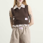 Charles Jeffrey Loverboy Women's Smart Cropped Vest in Brown/Beige Stripe