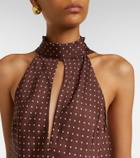 Posse Phoebe polka-dot halterneck top