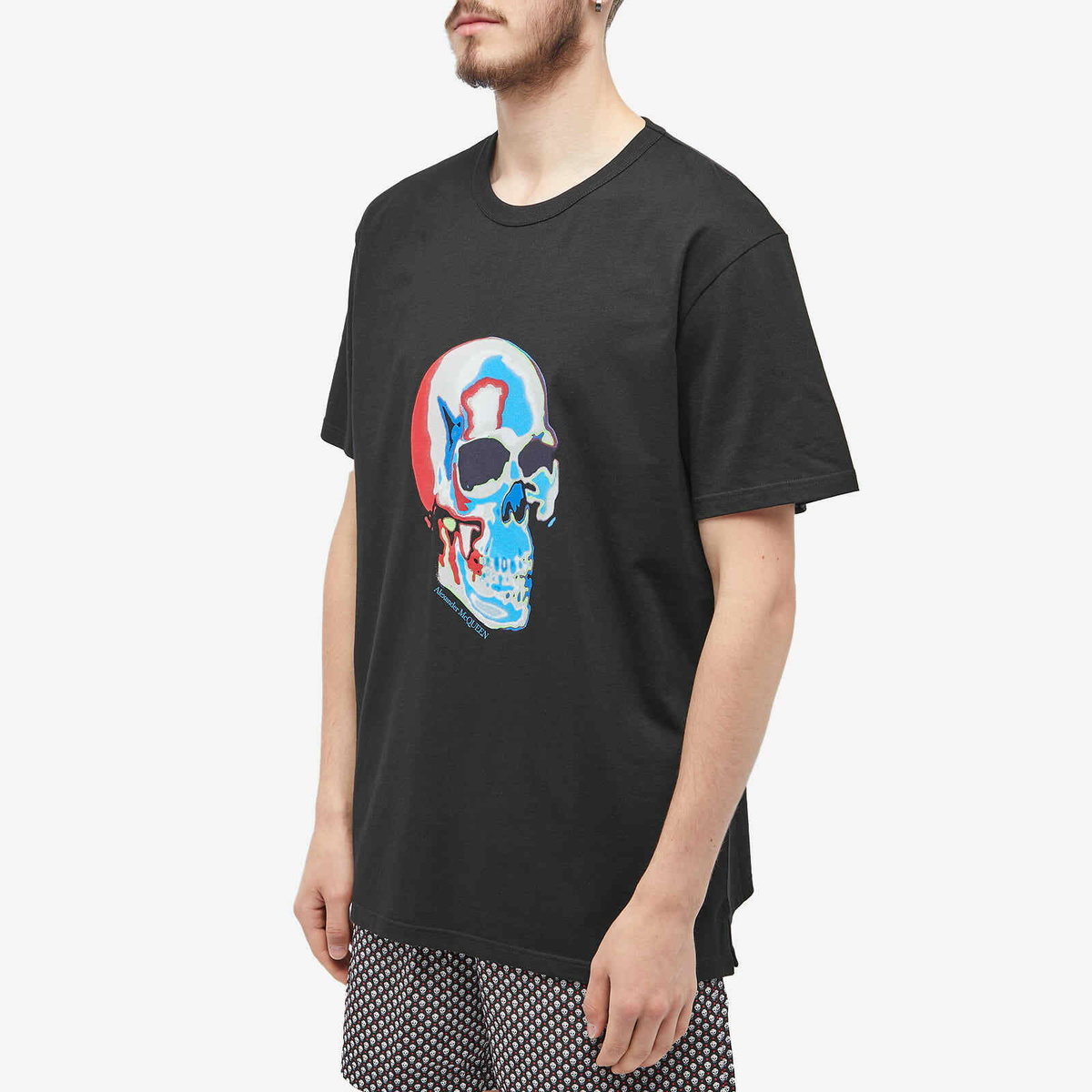 Alexander McQueen Men's Solarized Skull Print T-Shirt in Black ...
