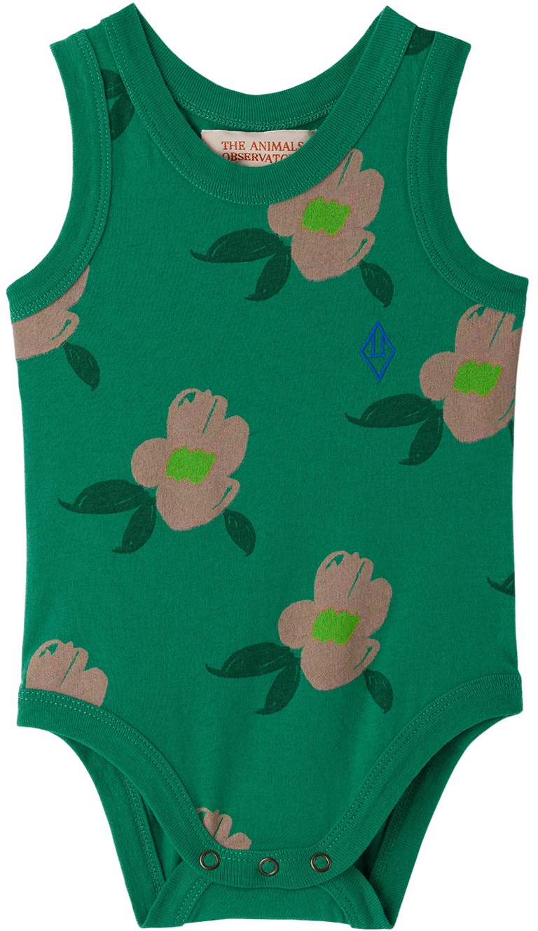 Photo: The Animals Observatory Baby Green Flowers Turtle Bodysuit