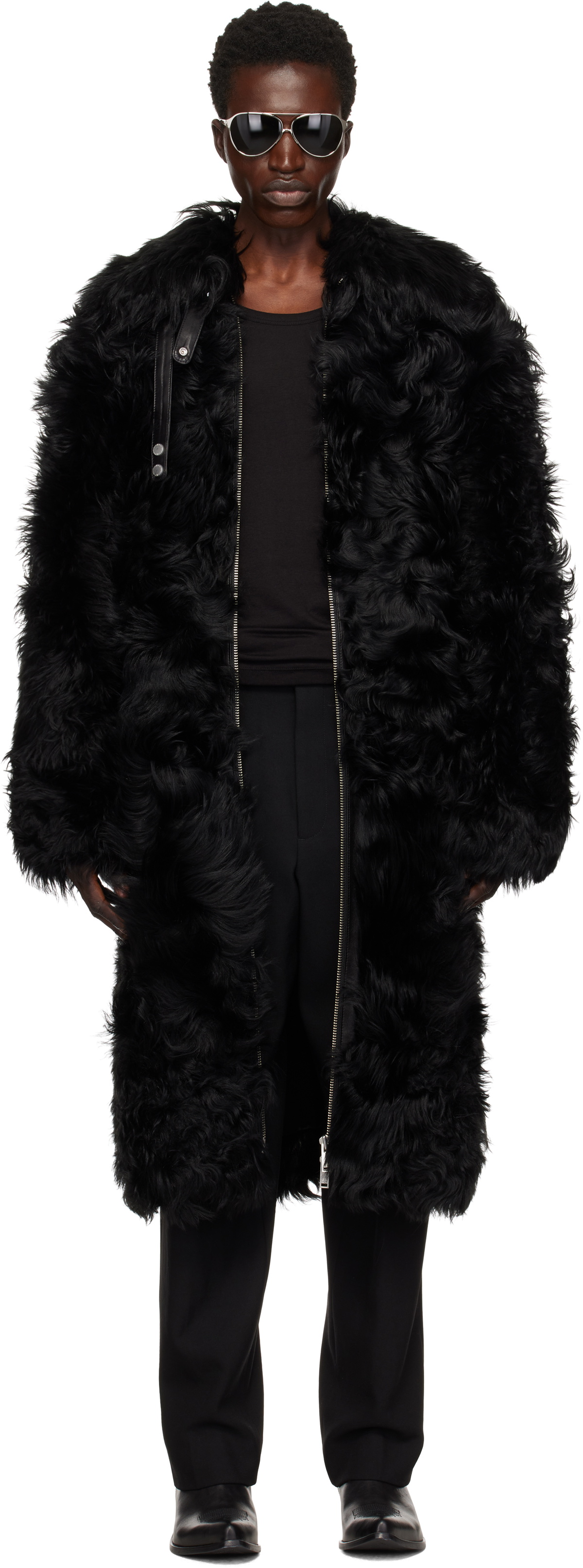 Moose Knuckles Black Efna Long Shearling Coat
