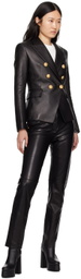 Balmain Black 6-Button Leather Jacket