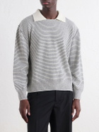 mfpen - Charming Striped Wool Polo Sweater - Gray
