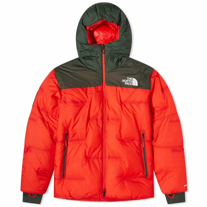 Photo: The North Face Men's x Undercover Soukuu Cloud Down Nupste Jacket in High Risk Red/Dark Cedar Green