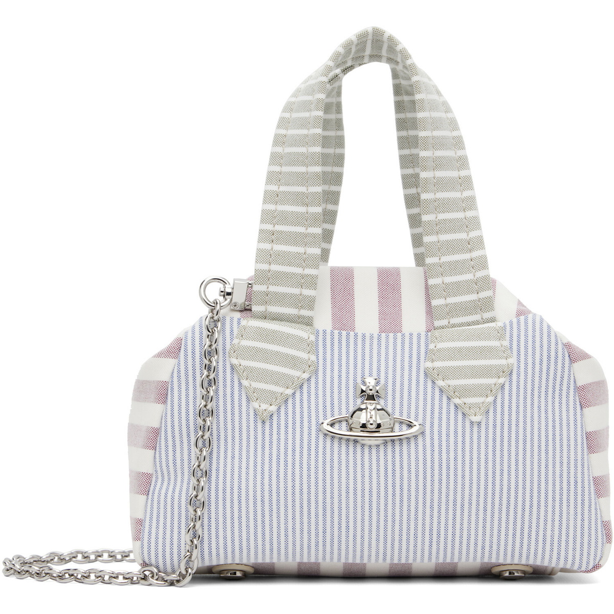 Vivienne Westwood Navy & Burgundy Yasmine Small Archive Hand Bag