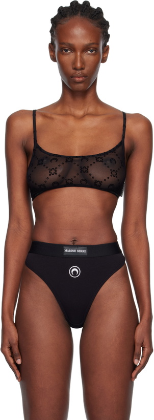 Photo: Marine Serre Black Recycled Mesh Flock Bralette