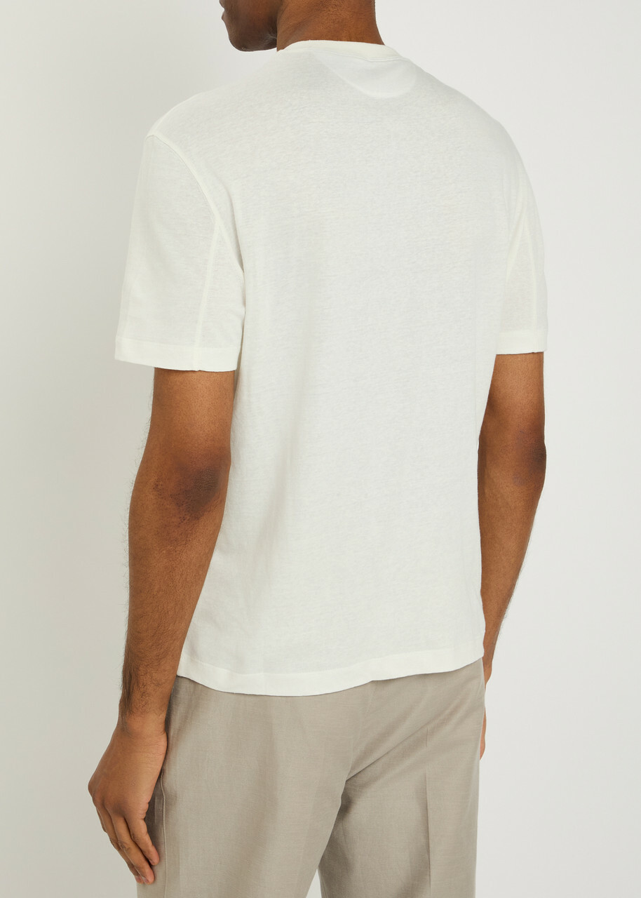 Brunello Cucinelli Linen and Cotton-blend T-shirt Off White
