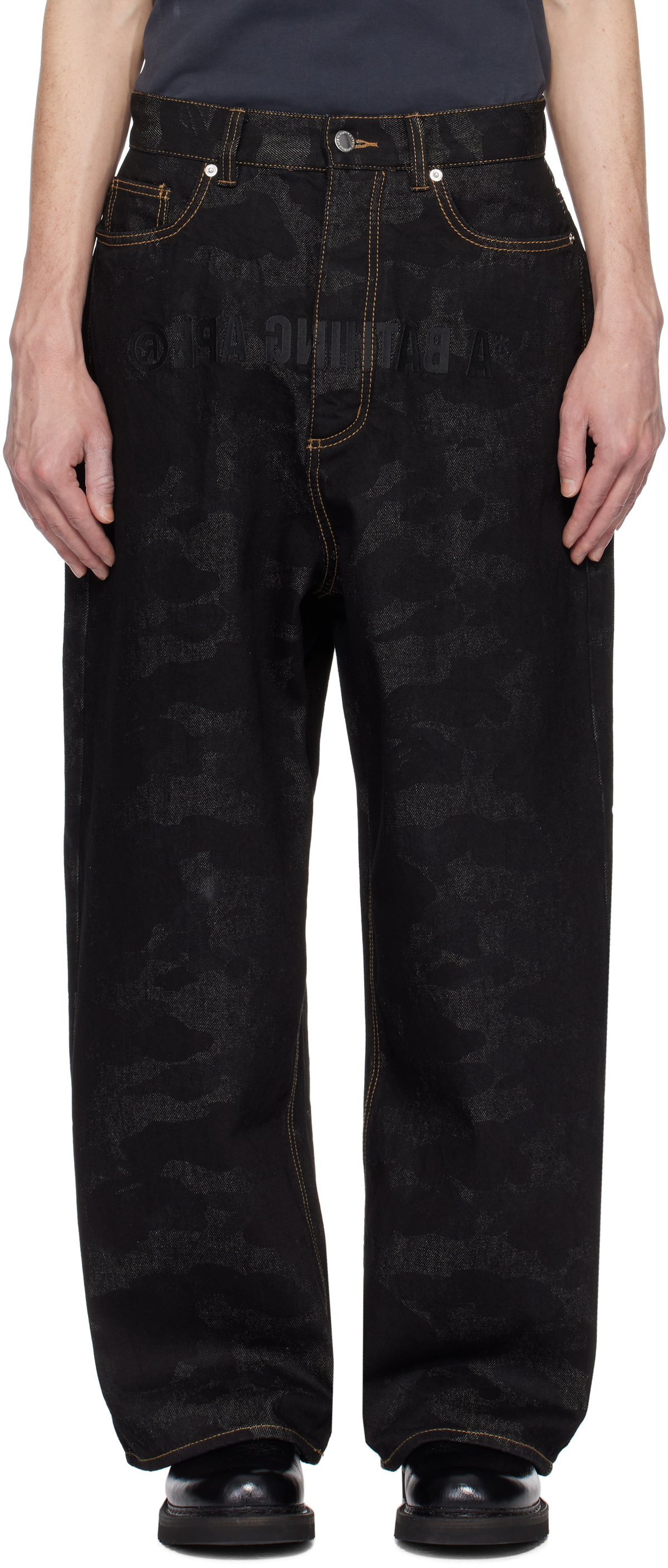 【A BATHING APE】LOOSE DENIM Order A Bathing Ape 1St Camo Destroyed Loose Fit 12Oz Denim