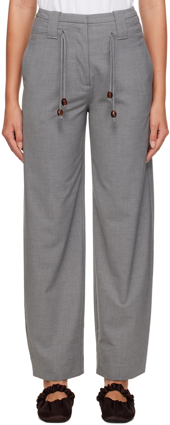 GANNI Gray Drawstring Trousers GANNI
