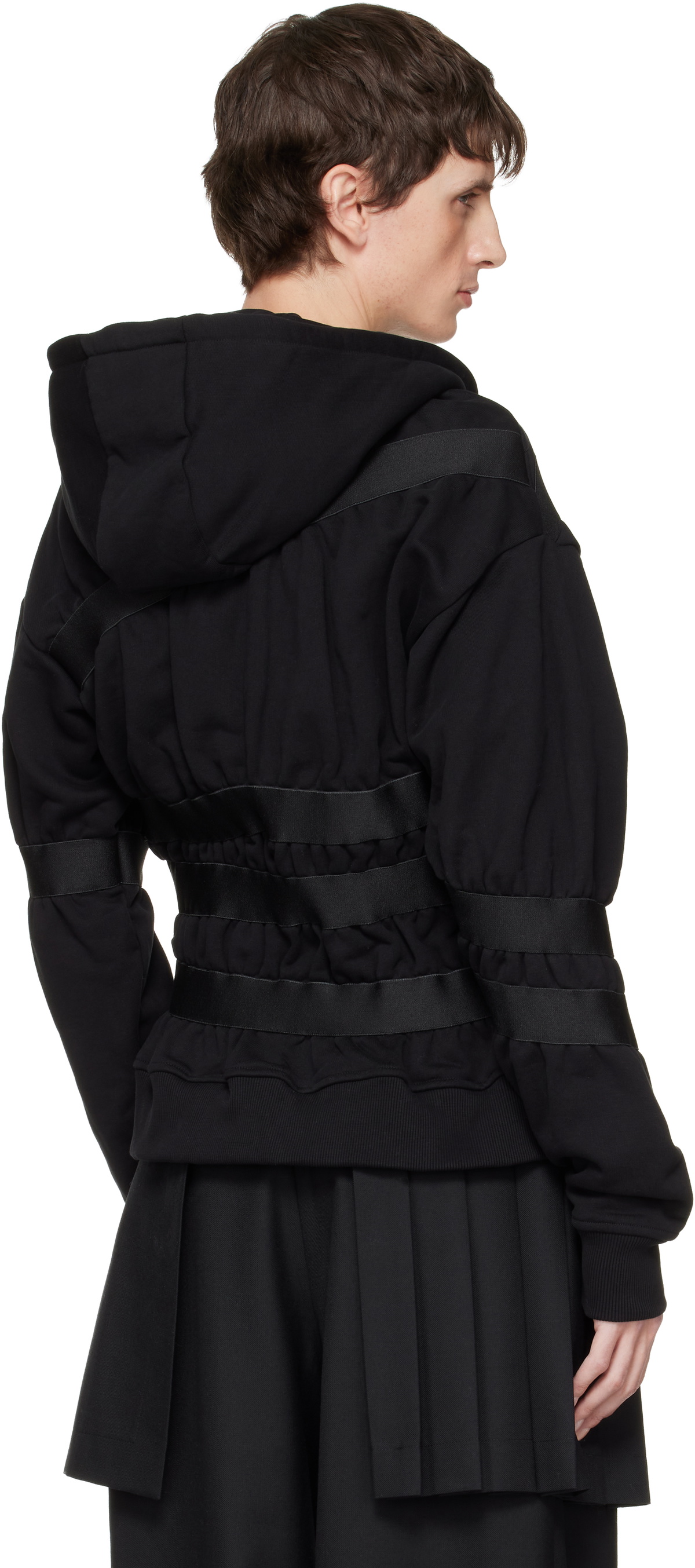 Charles Jeffrey LOVERBOY Black Taped Up Hoodie