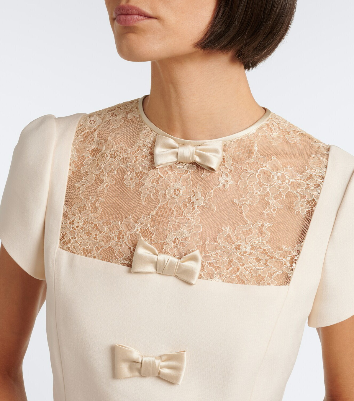 Valentino Crepe Couture lace-trimmed minidress