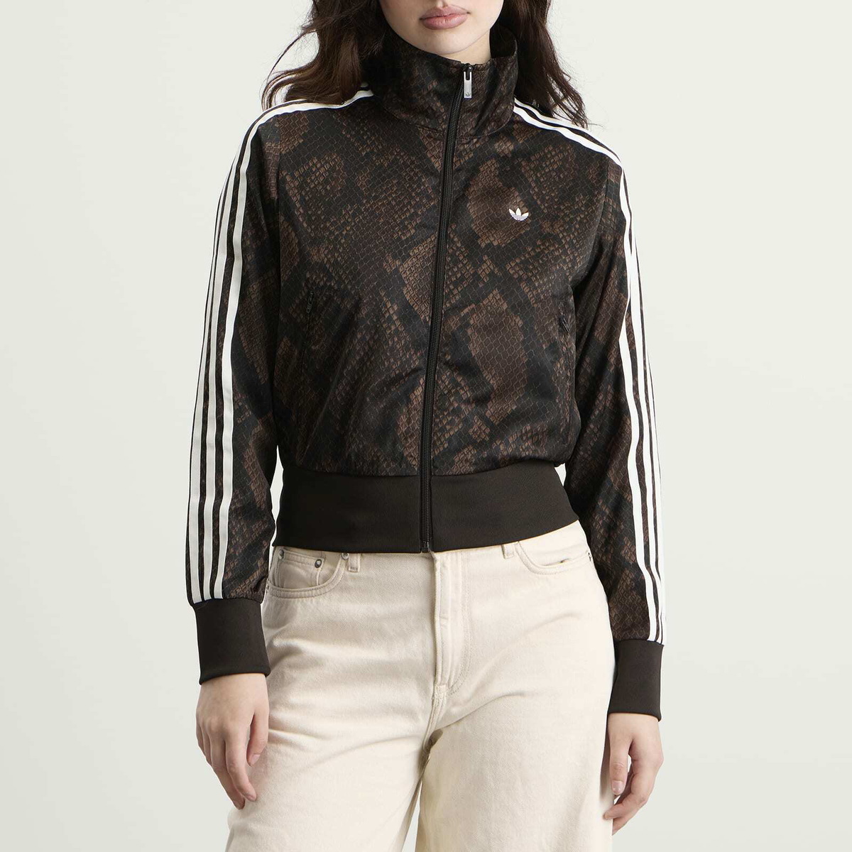 Adidas Women's Satin Firebird Track Top in Earth Strata/Aurora Coffee