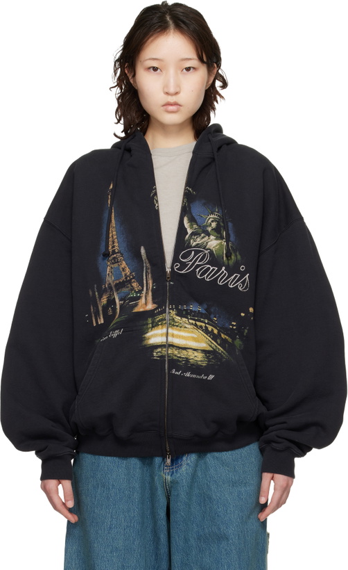 Photo: VETEMENTS Black 'Paris' Tourist Zip Up Hoodie