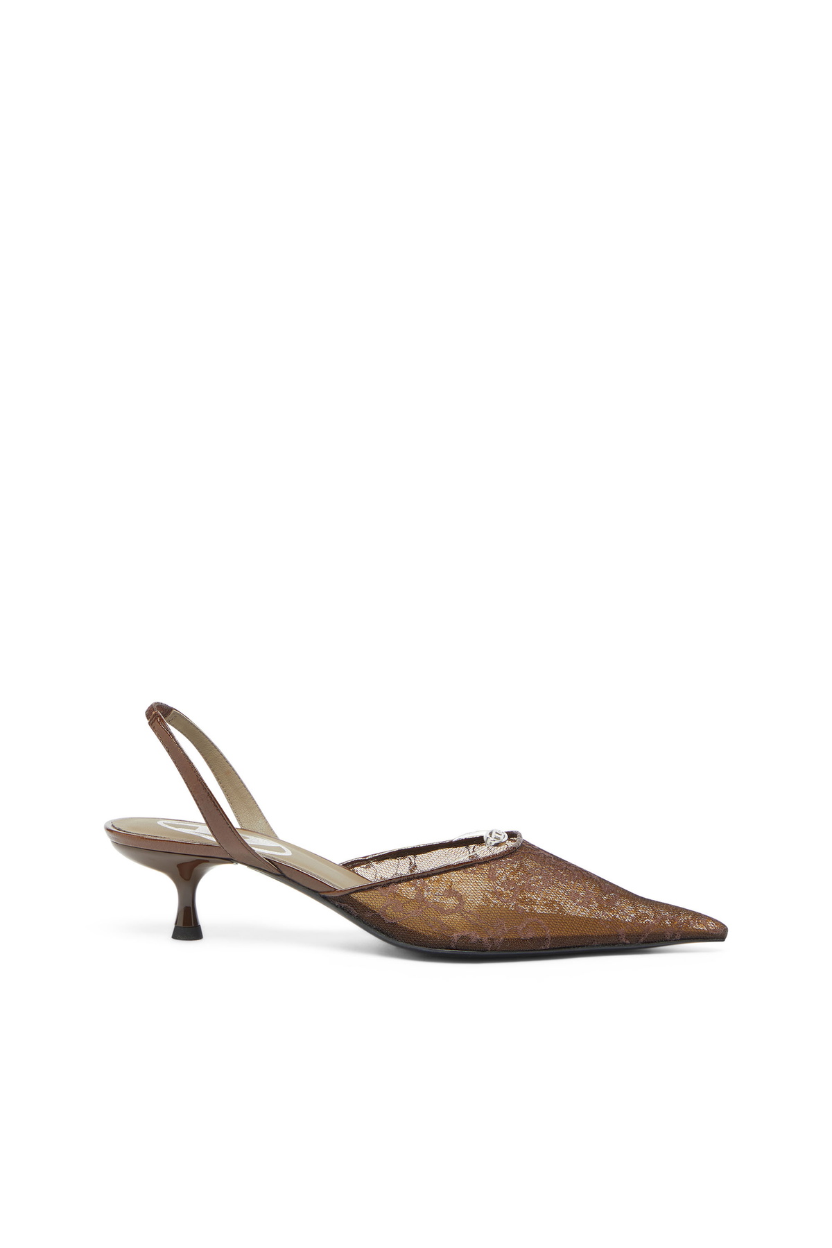 Diesel D-Ten & Half - Slingbacks in lace and leather - Heels Womens in Brown