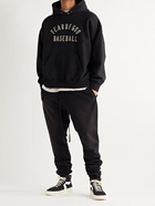 FEAR OF GOD - Logo-Flocked Fleece-Back Cotton-Jersey Hoodie - Black - M