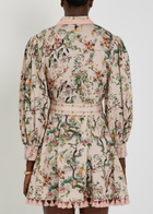 Alice + Olivia Lucy Floral-print Stretch-cotton Mini Shirt Dress Pink