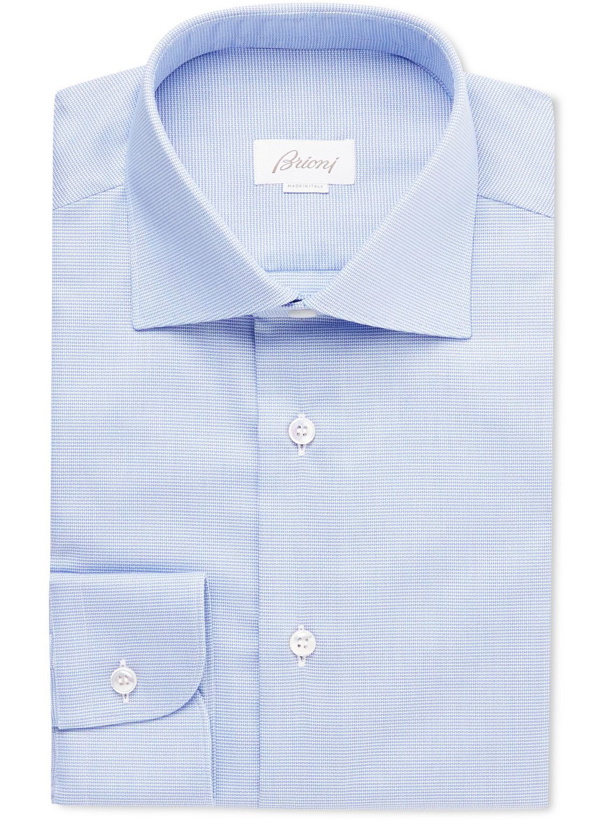 Photo: Brioni - Textured-Cotton Shirt - Blue