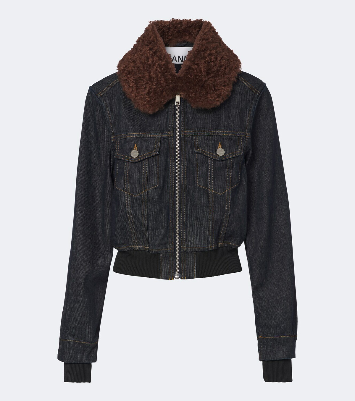 Ganni Cropped denim blouson jacket