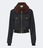 Ganni Cropped denim blouson jacket
