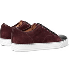 Lanvin - Cap-Toe Suede and Patent-Leather Sneakers - Men - Burgundy