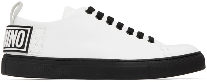 Photo: Moschino White Embossed Sneakers