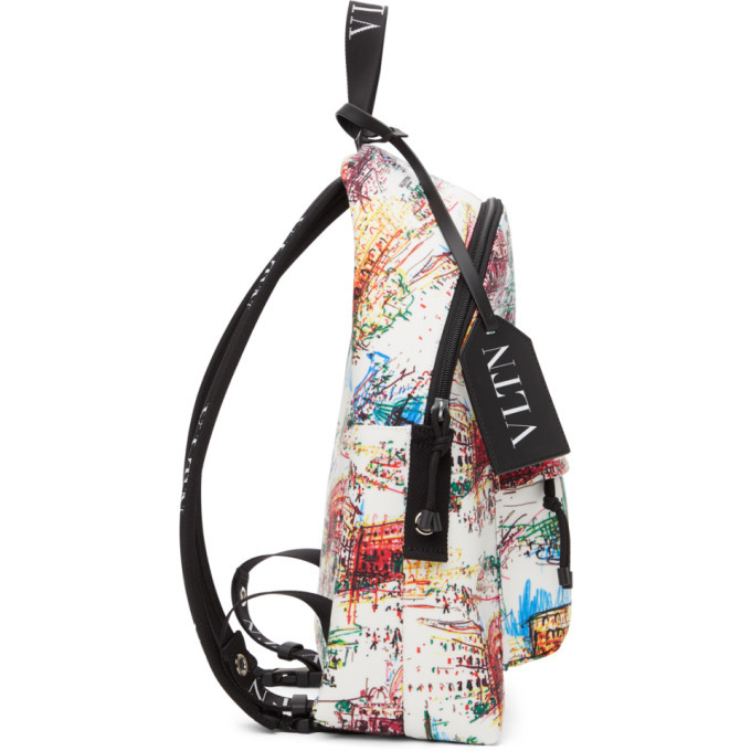 Valentino: White Valentino Garavani 'VLTN' Monuments Backpack