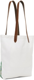 Polo Ralph Lauren White Equestrian-Print Shopper Tote Bag