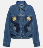 Area - Embellished cutout denim jacket