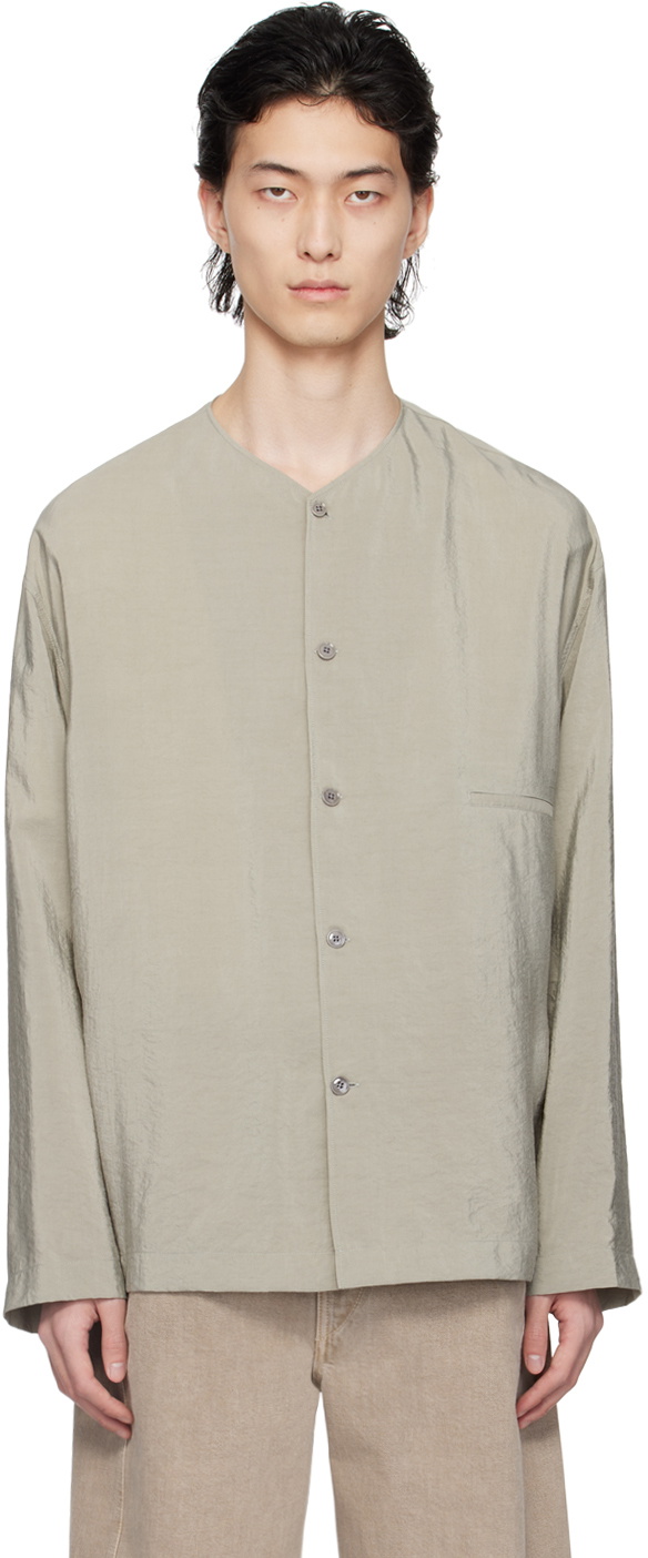 LEMAIRE Gray Collarless Shirt Lemaire