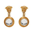 Versace Gold Crystal Medusa Drop Earrings