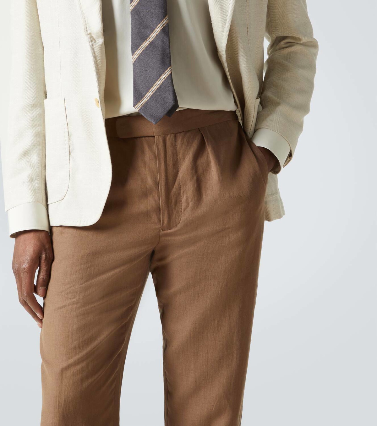 【新品】RALPH LAUREN PURPLE LABEL ブラウンスラックス Ralph Lauren Purple Label Silk and linen straight pants Ralph
