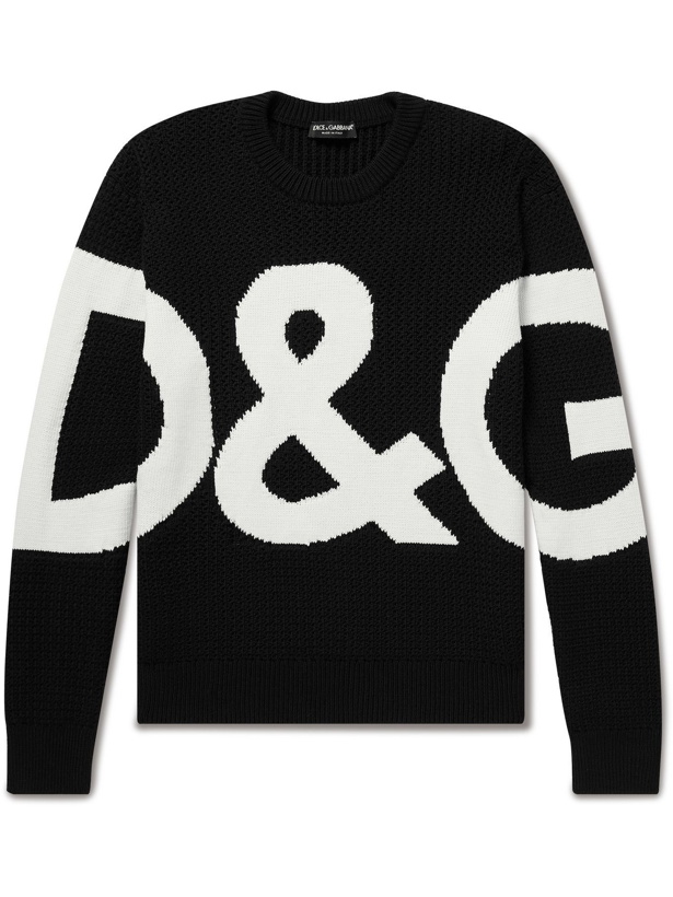 Photo: Dolce & Gabbana - Logo-Intarsia Virgin Wool Sweater - Black
