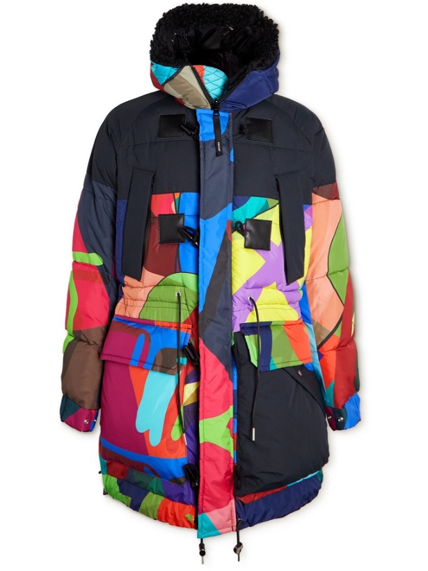 Photo: Sacai - KAWS Oversized Faux Fur-Trimmed Quilted Printed Shell Jacket - Multi