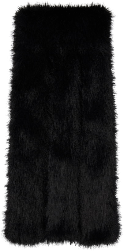 Photo: Simone Rocha Black Triple Slit Faux-Fur Scarf