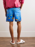 Loewe - Straight-Leg Printed Silk-Faille Drawstring Shorts - Blue