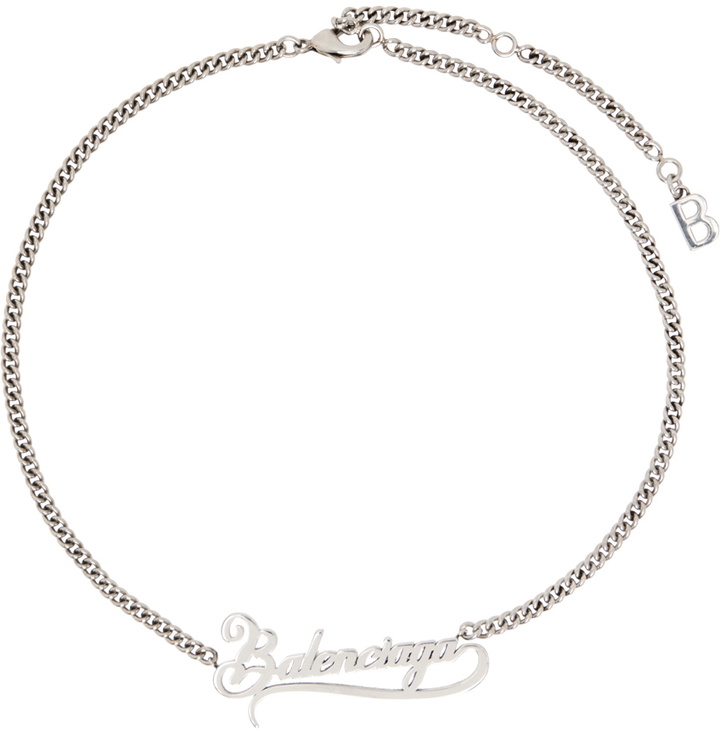 Photo: Balenciaga Silver Typo Valentine Necklace