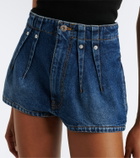 Mugler Pleated denim shorts